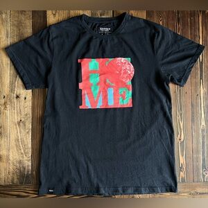 EMRACE, BY DEDICATED • Home earth black graphic t-shirt crew neck top tee Large